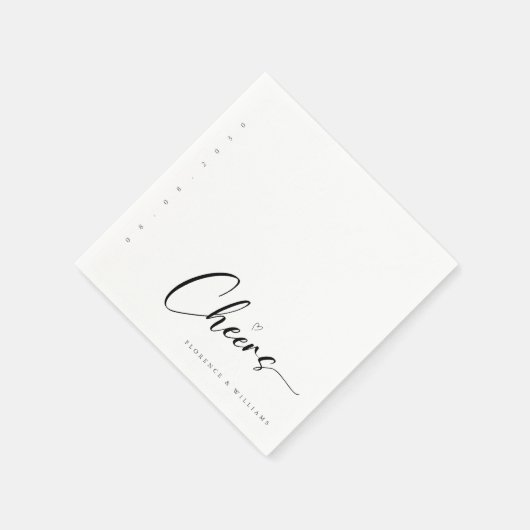 Moderne Beifall Minimalistische Schwarz-Weiß-Hochz Serviette (Ecke)