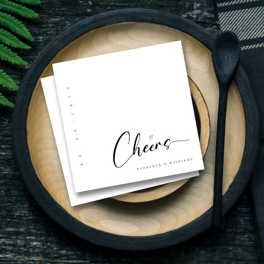 Moderne Beifall Minimalistische Schwarz-Weiß-Hochz Serviette