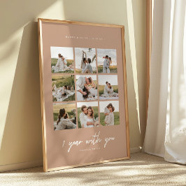Moderne beige 1-Jahres-Hochzeit mit 9 Fotos Poster
