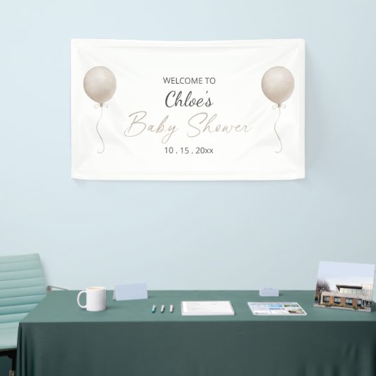 Moderne Beige Ballon Boho Babydusche Banner (Messeveranstaltung)