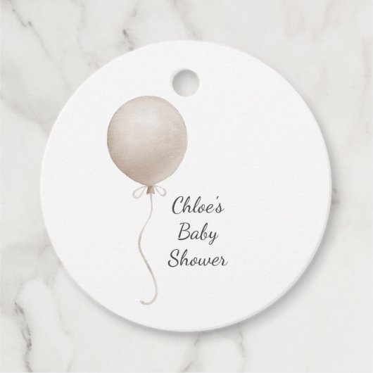Moderne Beige Ballon Boho Babydusche Geschenkanhänger (Vorderseite)