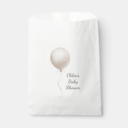 Moderne Beige Ballon Boho Babydusche Geschenktütchen (Vorderseite)