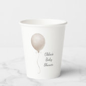 Moderne Beige Ballon Boho Babydusche Pappbecher (Rückseite)