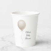 Moderne Beige Ballon Boho Babydusche Pappbecher (Vorderseite)