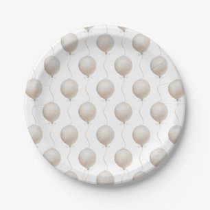Moderne Beige Ballon Boho Babydusche Pappteller