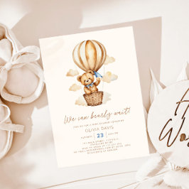 Moderne Beige Bärenjunge Babydusche Einladung