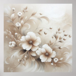 Moderne beige Blume 10 Poster