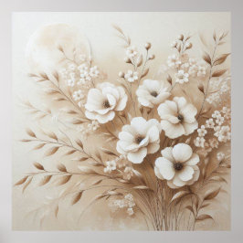 Moderne beige Blume 17 Poster