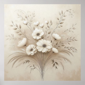 Moderne beige Blume 17 Poster