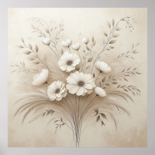 Moderne beige Blume 17 Poster (Vorne)
