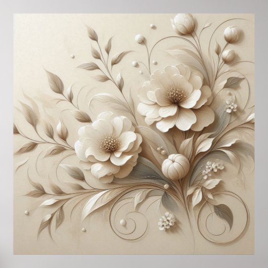 Moderne beige Blume 21 Poster (Vorne)