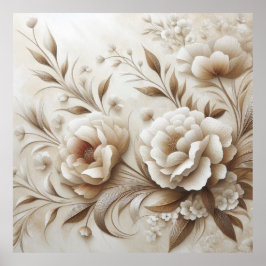 Moderne beige Blume 22 Poster