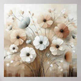 Moderne beige Blume 25 Poster