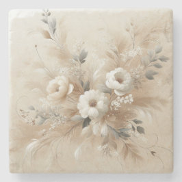 Moderne beige Blume 2 Steinuntersetzer