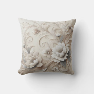 Moderne beige Blume 3 Kissen