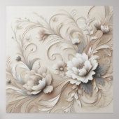 Moderne beige Blume 3 Poster (Vorne)
