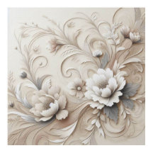 Moderne beige Blume 3 Poster