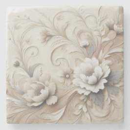Moderne beige Blume 3 Steinuntersetzer