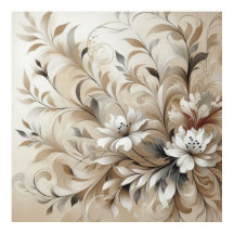 Moderne beige Blume 4 Poster