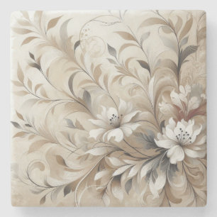 Moderne beige Blume 4 Steinuntersetzer