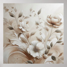 Moderne beige Blume 5 Poster