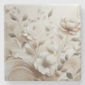 Moderne beige Blume 5 Steinuntersetzer (Vorderseite)