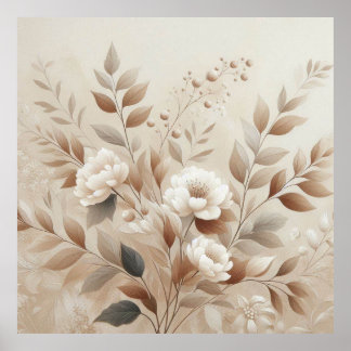 Moderne beige Blume 7 Poster