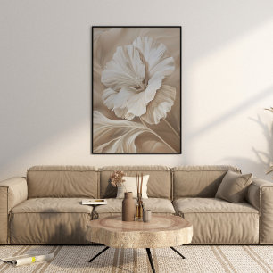 Moderne beige Blume Kunstwerke Poster