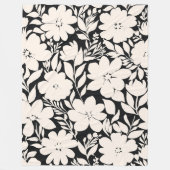 Moderne beige Blume Schwarz Botanisch Fleecedecke (Vorderseite)