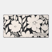 Moderne beige Blume Schwarz Botanisch Schreibtischunterlage (Vorderseite)