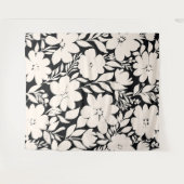 Moderne beige Blume Schwarz Botanisch Wandteppich (Vorderseite (Horizontal))