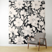 Moderne beige Blume Schwarz Botanisch Wandteppich (Beispiel)