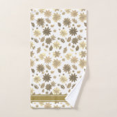 Moderne beige Blume und Text auf Weiß Badhandtuch Set (Handtuch)