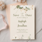 Moderne Beige Blumenhochzeit Save The Date