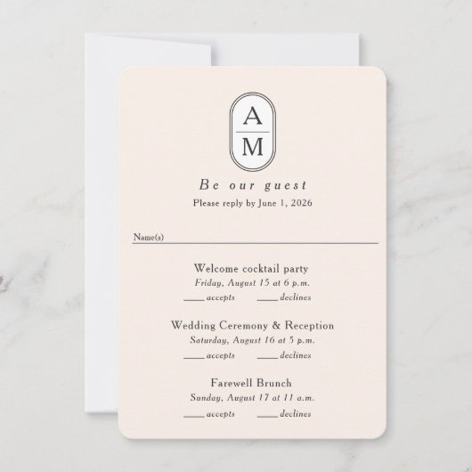 Moderne beige Bogen initialisiert Multi Events RSV (Vorderseite)