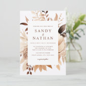 Moderne Beige Boho Blues Hochzeitseinladung Einladung (Stehend Vorderseite)