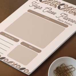 Moderne Beige Brown Muster Yoga Class Planer Notizblock