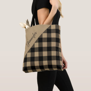 Moderne beige Buffalo-Karotüte Tasche