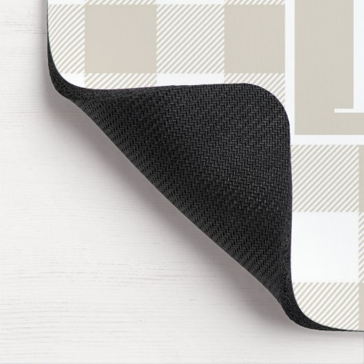 Moderne beige Büffelkaromuster-Monogramm-Initiale Mousepad (Ecke)