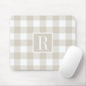 Moderne beige Büffelkaromuster-Monogramm-Initiale Mousepad (Mit Mouse)