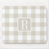 Moderne beige Büffelkaromuster-Monogramm-Initiale Mousepad (Vorne)
