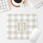 Moderne beige Büffelkaromuster-Monogramm-Initiale Mousepad