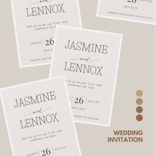 Moderne Beige Cream Wedding Einladung