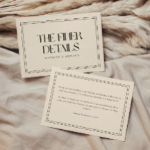 Moderne Beige Creme Fette Schrift Hochzeitsdetails