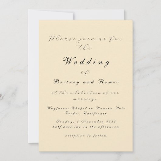 Moderne Beige Elegante Einladung zur Hochzeit (Vorderseite)