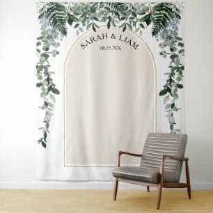 Moderne Beige-Elfenbein-Bogen-Hochzeitsdekoration  Wandteppich