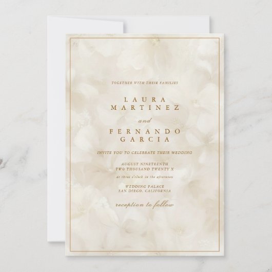 Moderne Beige Elfenbein-Hochzeit Einladung (Vorderseite)