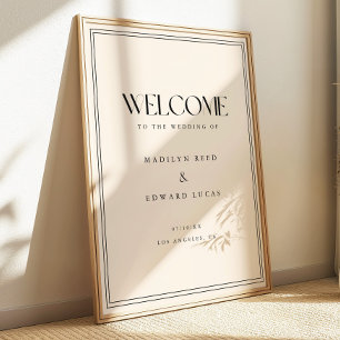 Moderne Beige Fette Typografie Hochzeitsbegrüßung Poster