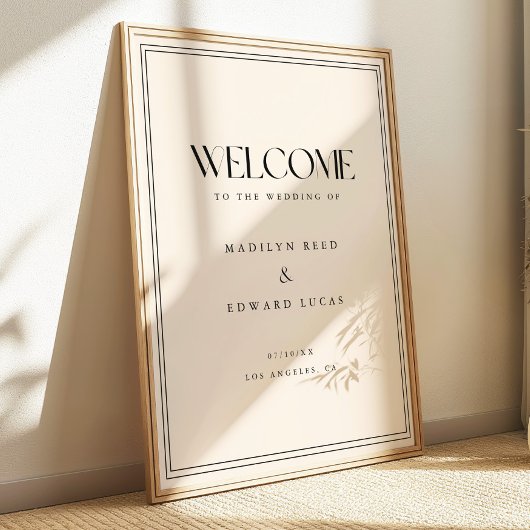 Moderne Beige Fette Typografie Hochzeitsbegrüßung Poster