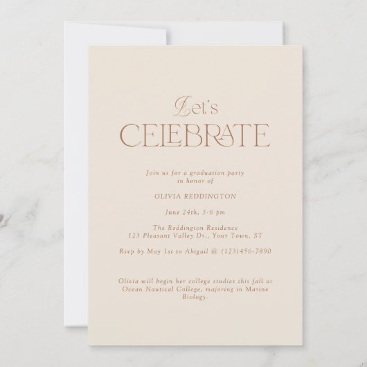 Moderne Beige Foto Arch Minimal Graduierungsparty Einladung (Rückseite)